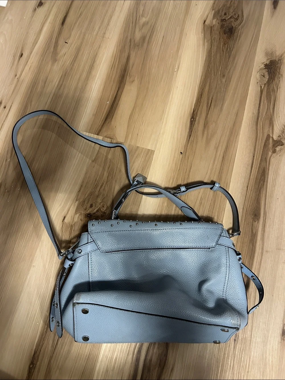 Studded Top-Handle Crossbody Bag in Light Blue
